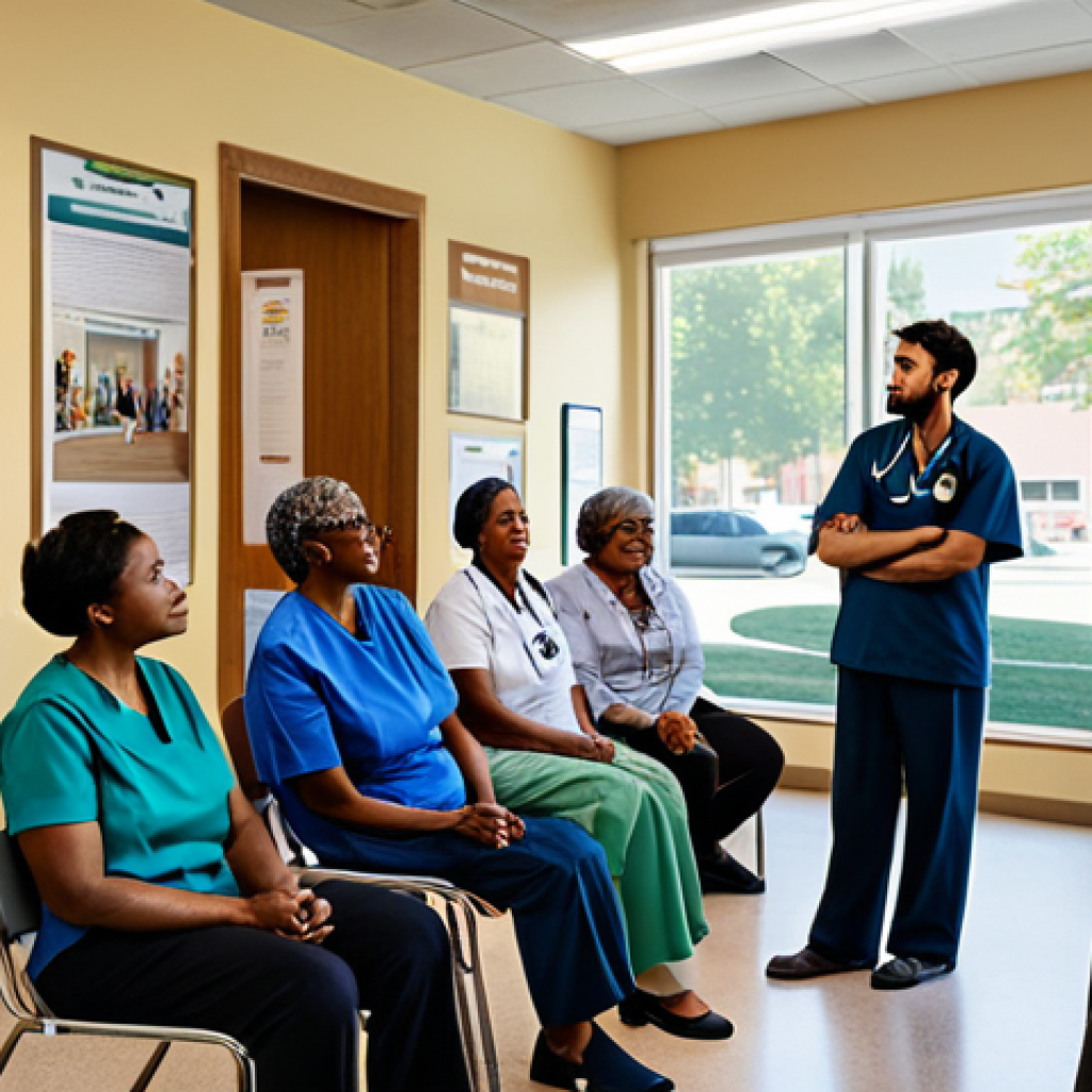 **
A diverse group of fully clothed medical professionals attentively listening to a senior woman in modest attire as she recounts her story in a sunlit community center. Background includes supportive imagery and informational posters. The atmosphere is warm and empathetic. Safe for work, appropriate content, professional setting, perfect anatomy, natural proportions, high quality.
**