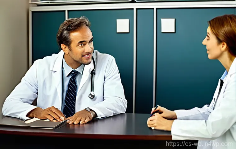 내러티브 의학을 위한 교육 과정 - **Prompt: The Art of Empathetic Listening**
"A medium shot of a compassionate doctor, a woman in... 내러티브 의학을 위한 교육 과정 - **Prompt: The Art of Empathetic Listening**
"A medium shot of a compassionate doctor, a woman in...