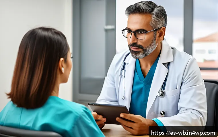 내러티브 의학의 논의와 비판 - A compassionate Hispanic male doctor attentively listening to a middle-aged Latina female patient in...